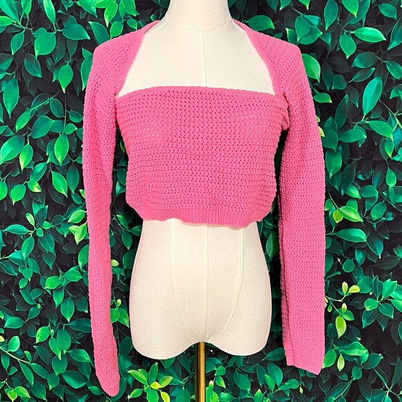 American Eagle Outfitters Tops - AEO Pink Knit Crop Top w/ Attached Bolero (X-Large)